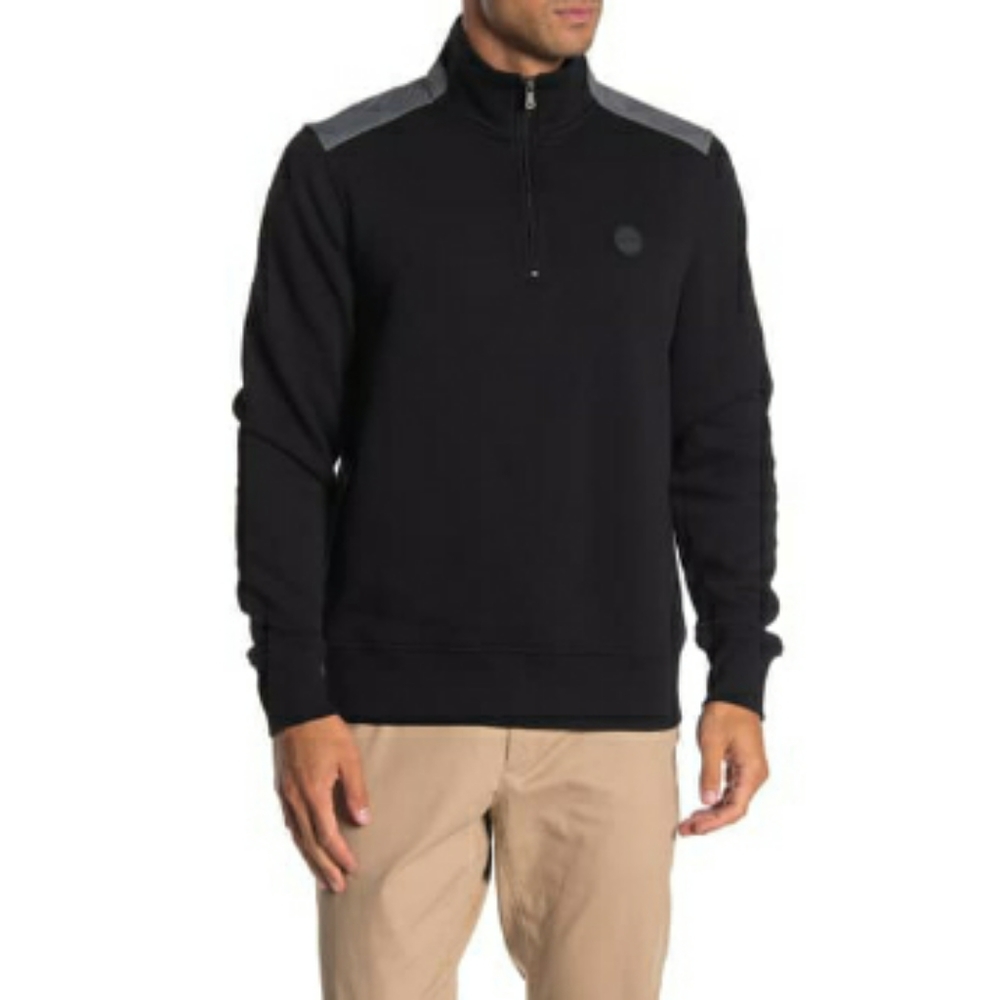 NEW Michael Kors 1/4 Zip Black Gray Men's Pullover Sweater